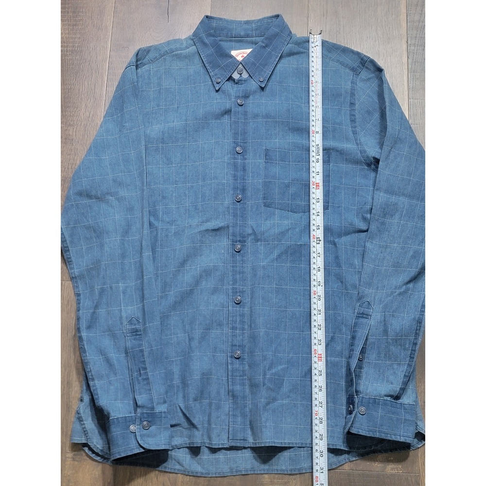 Brooks Brothers Red Fleece Mens L Blue Windowpane Check Cotton Button Down Shirt